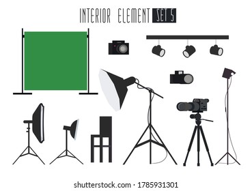 A set of flat interior elements for creating business scenes. Everything for photo and video shooting.