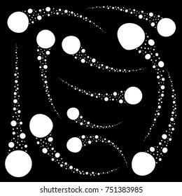 Set of flat isolated white silhouettes of meteorites