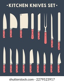 Set of flat Knives vector Object Illustration