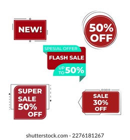 set of flat label tag price discount banner template vector illustration