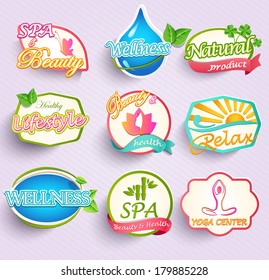 Set of flat labels for beauty, spa and fashion