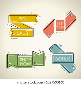 Set of flat labels. Paper tags, promotion ribbons, banners or discounts.