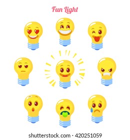 Set flat lamp emotions style isolated on white background