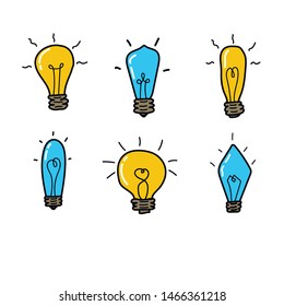 Set of flat lamps. vector illustration. Various forms of lamp design