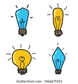 Set of flat lamps. vector illustration. Various forms of lamp design