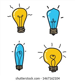 Set of flat lamps. vector illustration. Various forms of lamp design
