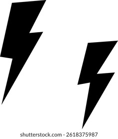 Set of Flat Lightning Bolt Icons – Thunderbolt Vector Clipart Collection in Minimal Style for Energy, Storm, Weather, Electricity, and Power Concepts