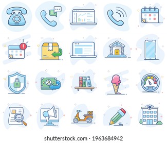 Set of flat line color icons. Vector illustration. Volume 5