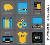 Set of Flat Line Design Icons for Sign-making Tools and Equipment.