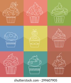 Set flat line design vector icons 