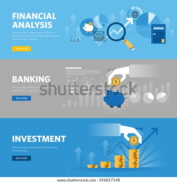 Set Flat Line Design Web Banners Stock Vector Royalty Free 396827548