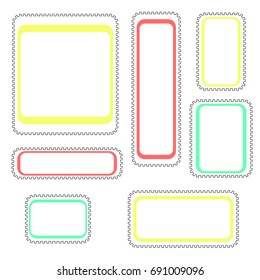 Set flat line frame gear vector