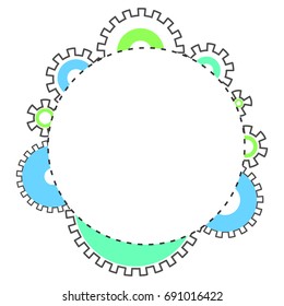 Set flat line frame gear vector