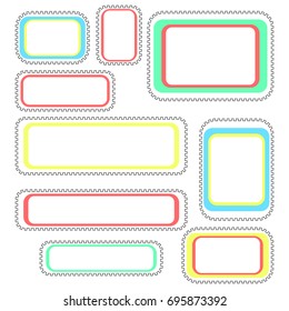 Set flat line frame gear vector
