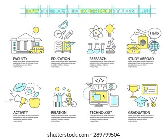 Set of Flat line icon & infographic design concept ,education