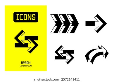 Set of flat line icons of arrow. Vector design for business and stock.