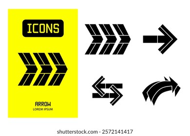 Set of flat line icons of arrow. Vector design for business and stock.