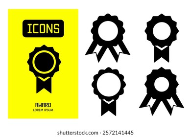 Set of flat line icons of award. Vector design for business and stock.