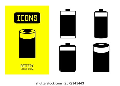 Set of flat line icons of battery. Vector design for business and stock.