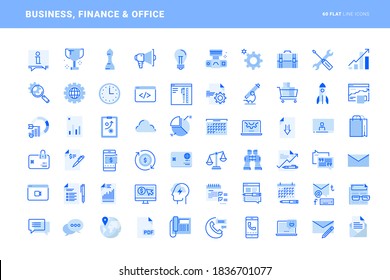 Set of flat line icons of business finance and office. Vector concepts for website and app design and development, business presentation and marketing material.