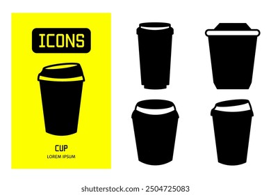 Set of flat line icons of cup or design for business and stock.