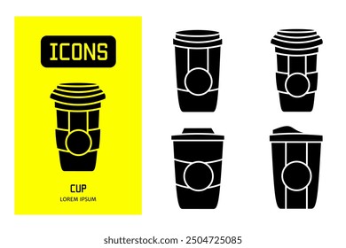 Set of flat line icons of cup or design for business and stock.