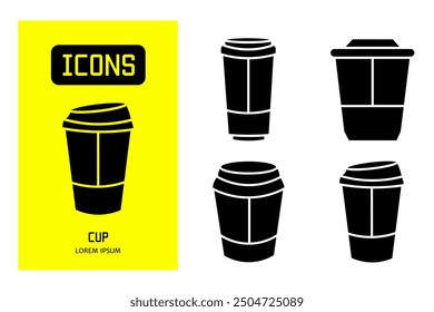 Set of flat line icons of cup or design for business and stock.