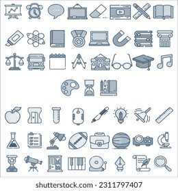 Set of flat line icons of e-learning and education. Vector concepts for website and app design and development.