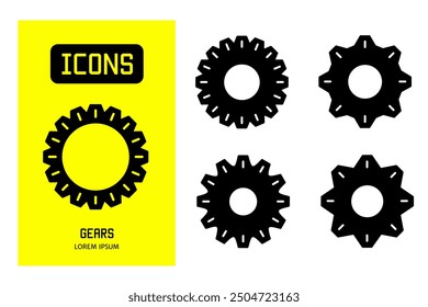 Set of flat line icons of gears. Vector design for business and stock.