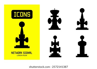 Set of flat line icons of network signal. Vector design for business and stock.