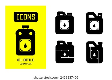 Set of flat line icons of oil bottle. Vector design for business and stock.