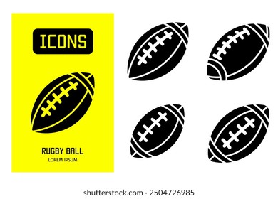 Set of flat line icons of rugby ball or design for business and stock.
