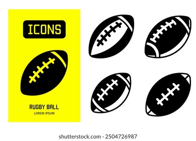 Set of flat line icons of rugby ball or design for business and stock.