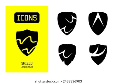 Conjunto de iconos de línea plana de escudo. Diseño vectorial para negocios y stock.