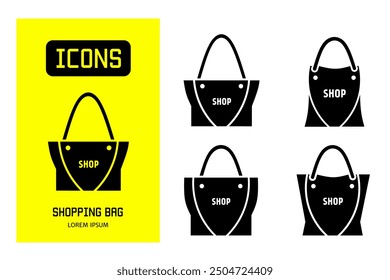 Set of flat line icons of shopping bag. Vector design for business and stock.