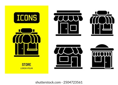Set of flat line icons of store. Vector design for business and stock.