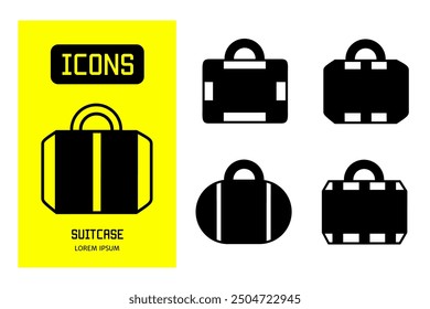Set of flat line icons of suitcase. Vector design for business and stock.