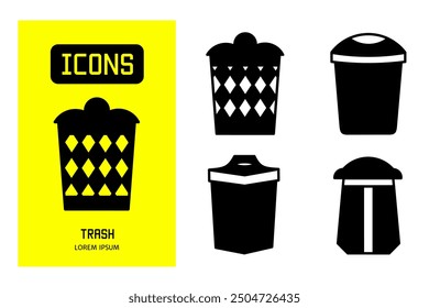 Satz von flachen Linien Icons von Müll oder Design für Unternehmen und Lager.