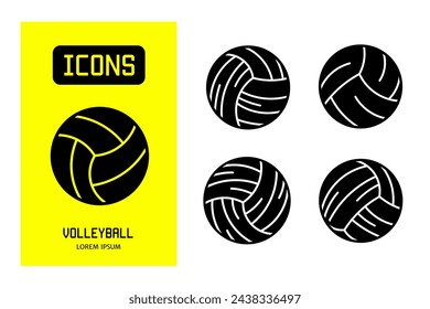 Conjunto de iconos de línea plana de voleibol. Diseño vectorial para negocios y stock.