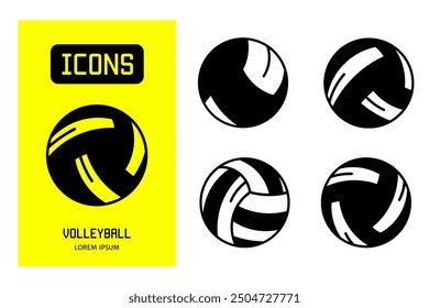 Conjunto de iconos de línea plana de voleibol o diseño para negocios y acciones.