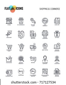 Set of flat line Shopping and E-commerce icon suitable for mobile concepts, web application, printed media and infographics projects. Vector Illustration