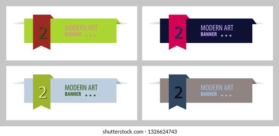 Set of Flat linear promotion ribbon banner, scroll, price tag, sticker, badge, poster. Vector illustration