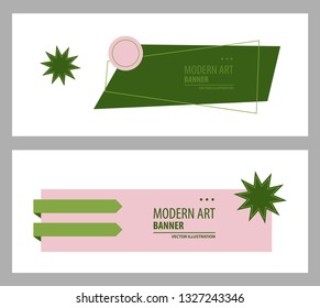 Set of Flat linear promotion ribbon banner, scroll, price tag, sticker, badge, poster. Vector illustration