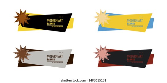 Set of Flat linear promotion ribbon banner, scroll, price tag, sticker, badge, poster. Vector illustration