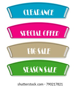 Set of Flat linear promotion ribbon banner scroll  price tag sticker badge poster isolated background