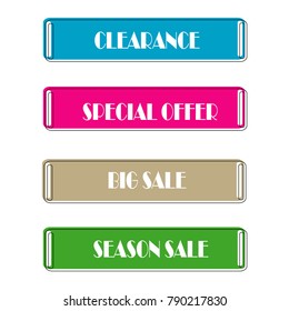 Set of Flat linear promotion ribbon banner scroll  price tag sticker badge poster isolated background