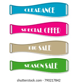 Set of Flat linear promotion ribbon banner scroll  price tag sticker badge poster isolated background