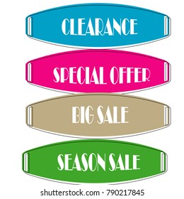 Set of Flat linear promotion ribbon banner scroll  price tag sticker badge poster isolated background