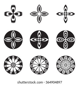 Set of flat liner icon flower. Isolated. Floral icons, logo, stickers, labels, tags. Create imaginary composition gift wrapping paper or floral composition.