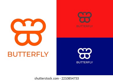 set of flat logo design with outline concept